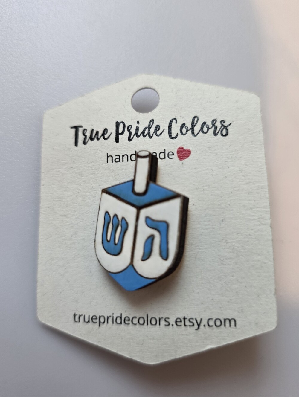 True Pride Colors Blue & White Dreidel Pin
